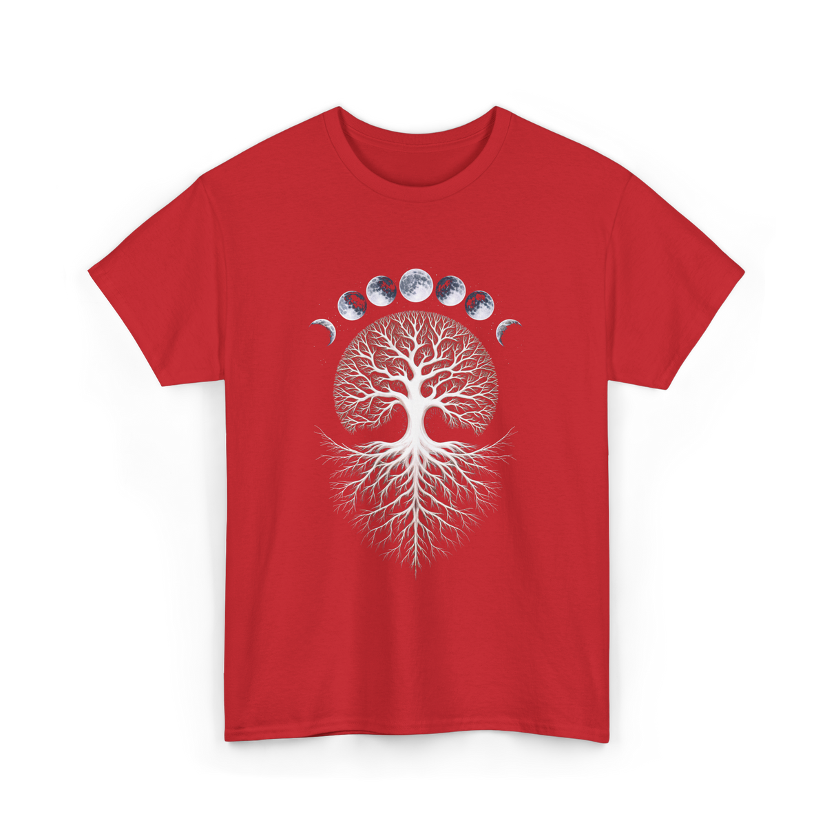 Moon Phases Meditation T-Shirt - Red