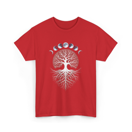 Moon Phases Meditation T-Shirt - Red