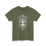 Moon Phases Meditation T-Shirt - Military Green