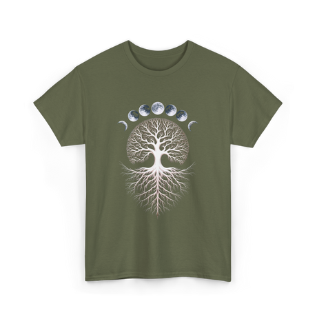 Moon Phases Meditation T-Shirt - Military Green