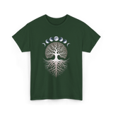 Moon Phases Meditation T-Shirt - Forest Green