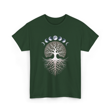 Moon Phases Meditation T-Shirt - Forest Green