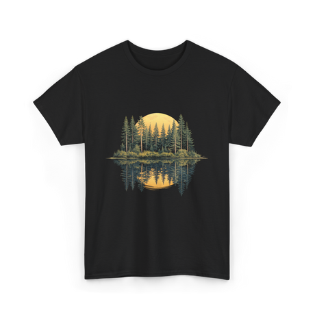 Moonlight Forest Nature Landscape T-Shirt - Black