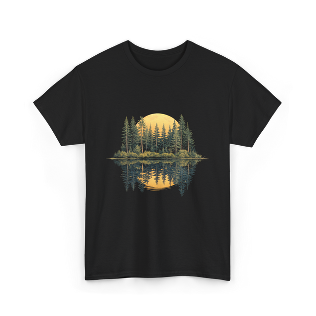 Moonlight Forest Nature Landscape T-Shirt - Black