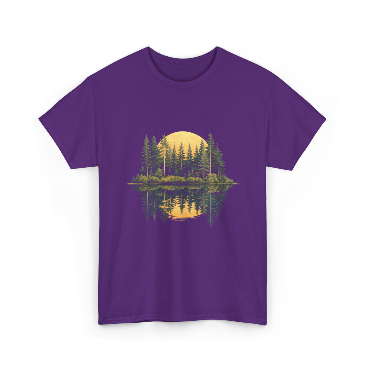 Moonlight Forest Nature Landscape T-Shirt - Purple