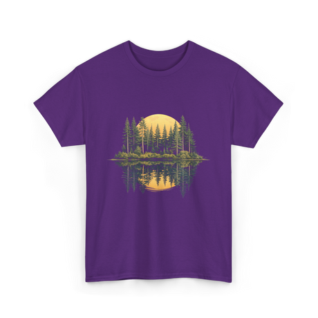 Moonlight Forest Nature Landscape T-Shirt - Purple