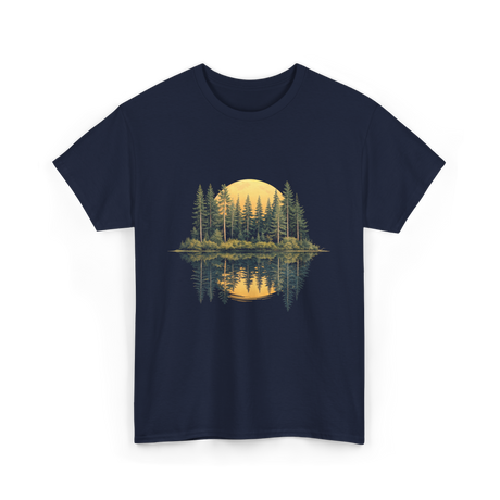 Moonlight Forest Nature Landscape T-Shirt - Navy