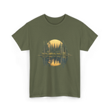 Moonlight Forest Nature Landscape T-Shirt - Military Green