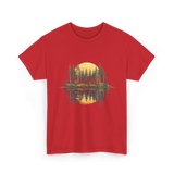 Moonlight Forest Nature Landscape T-Shirt - Red