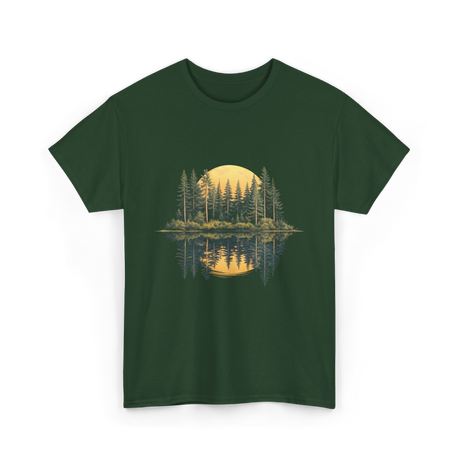 Moonlight Forest Nature Landscape T-Shirt - Forest Green