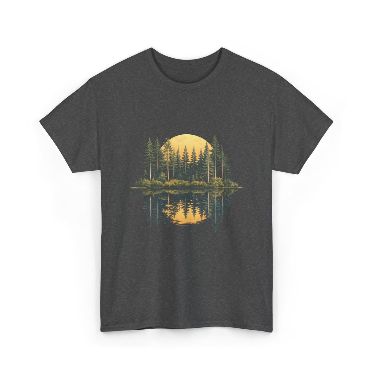 Moonlight Forest Nature Landscape T-Shirt - Dark Heather