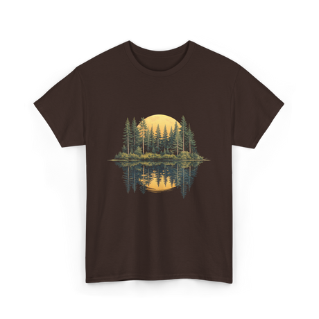 Moonlight Forest Nature Landscape T-Shirt - Dark Chocolate