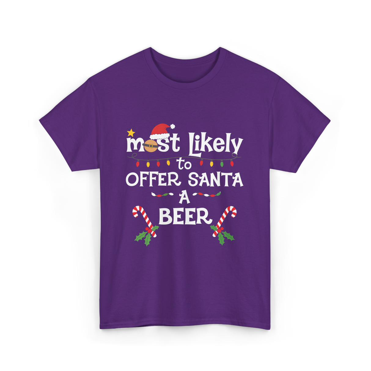 Most Likely Offer Santa Beer T-Shirt - Purple