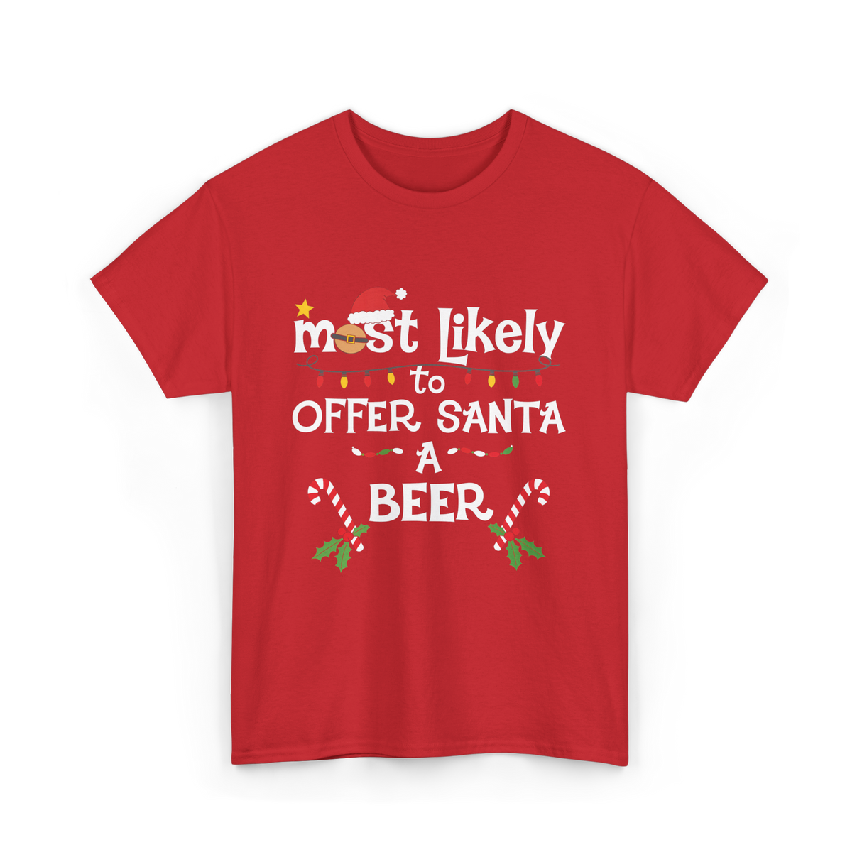 Most Likely Offer Santa Beer T-Shirt - Red