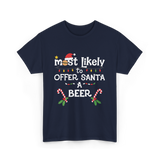 Most Likely Offer Santa Beer T-Shirt - Navy