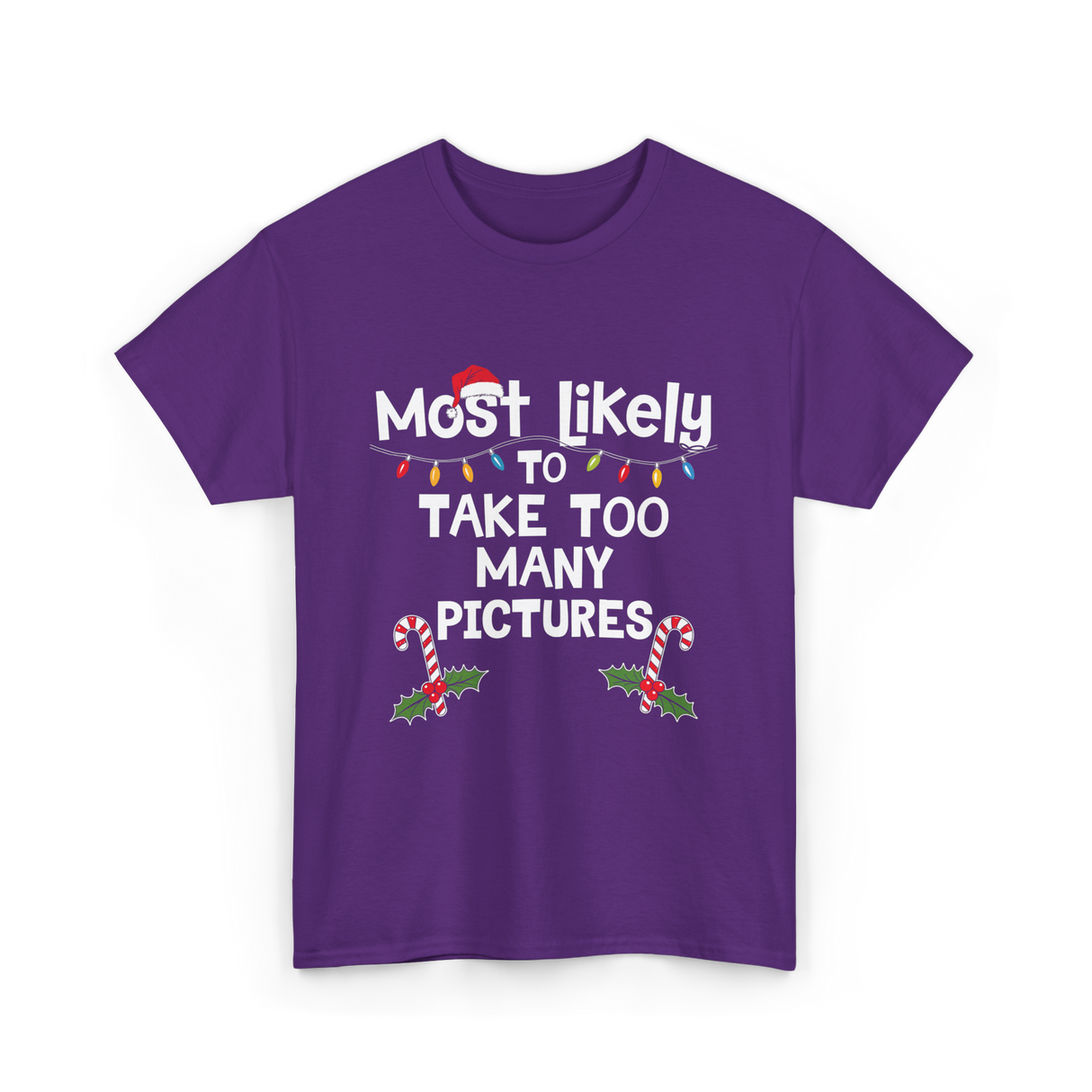 Most Likely To Take Pictures Christmas T-Shirt - Purple