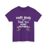 Most Likely To Take Pictures Christmas T-Shirt - Purple