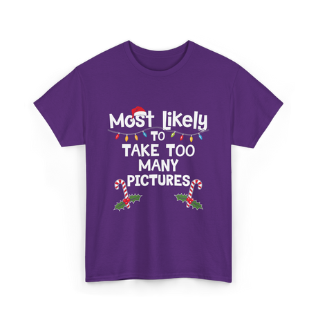 Most Likely To Take Pictures Christmas T-Shirt - Purple