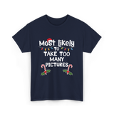 Most Likely To Take Pictures Christmas T-Shirt - Navy