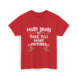 Most Likely To Take Pictures Christmas T-Shirt - Red