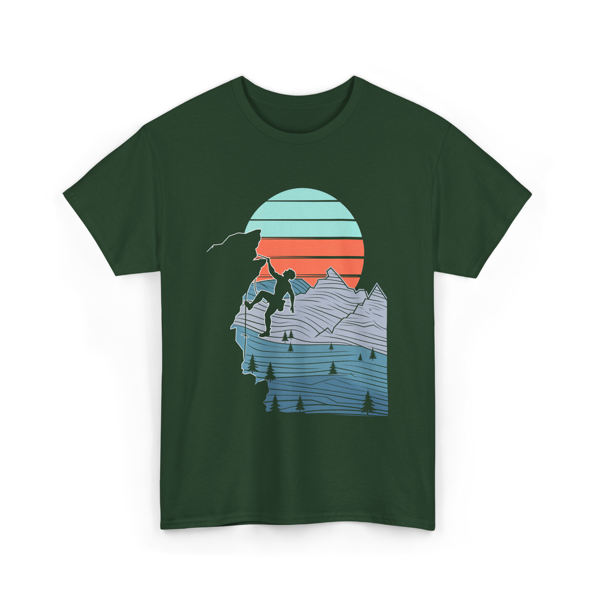 Mountain Climber Rock Climbing Adventure T-Shirt - Forest Green