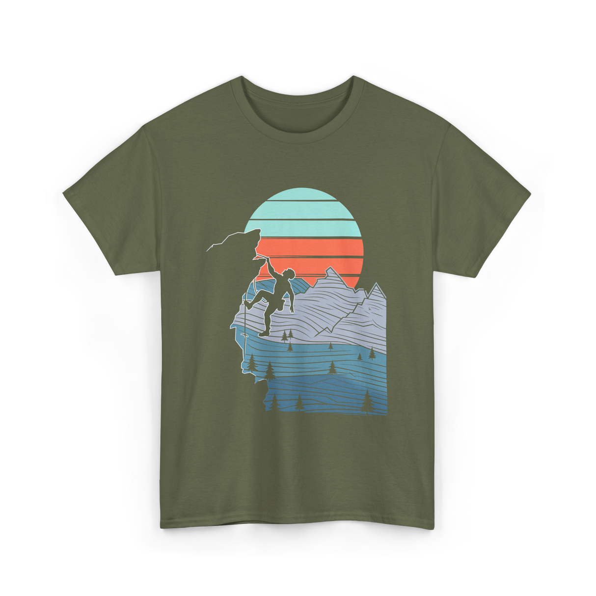 Mountain Climber Rock Climbing Adventure T-Shirt - Military Green