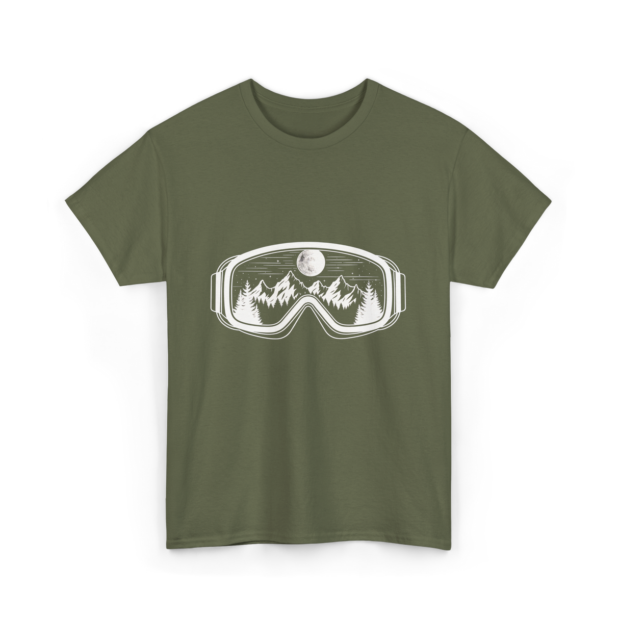 Mountain Goggles Skiing Snowboard T-Shirt - Military Green