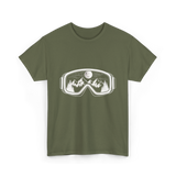 Mountain Goggles Skiing Snowboard T-Shirt - Military Green