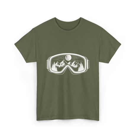 Mountain Goggles Skiing Snowboard T-Shirt - Military Green