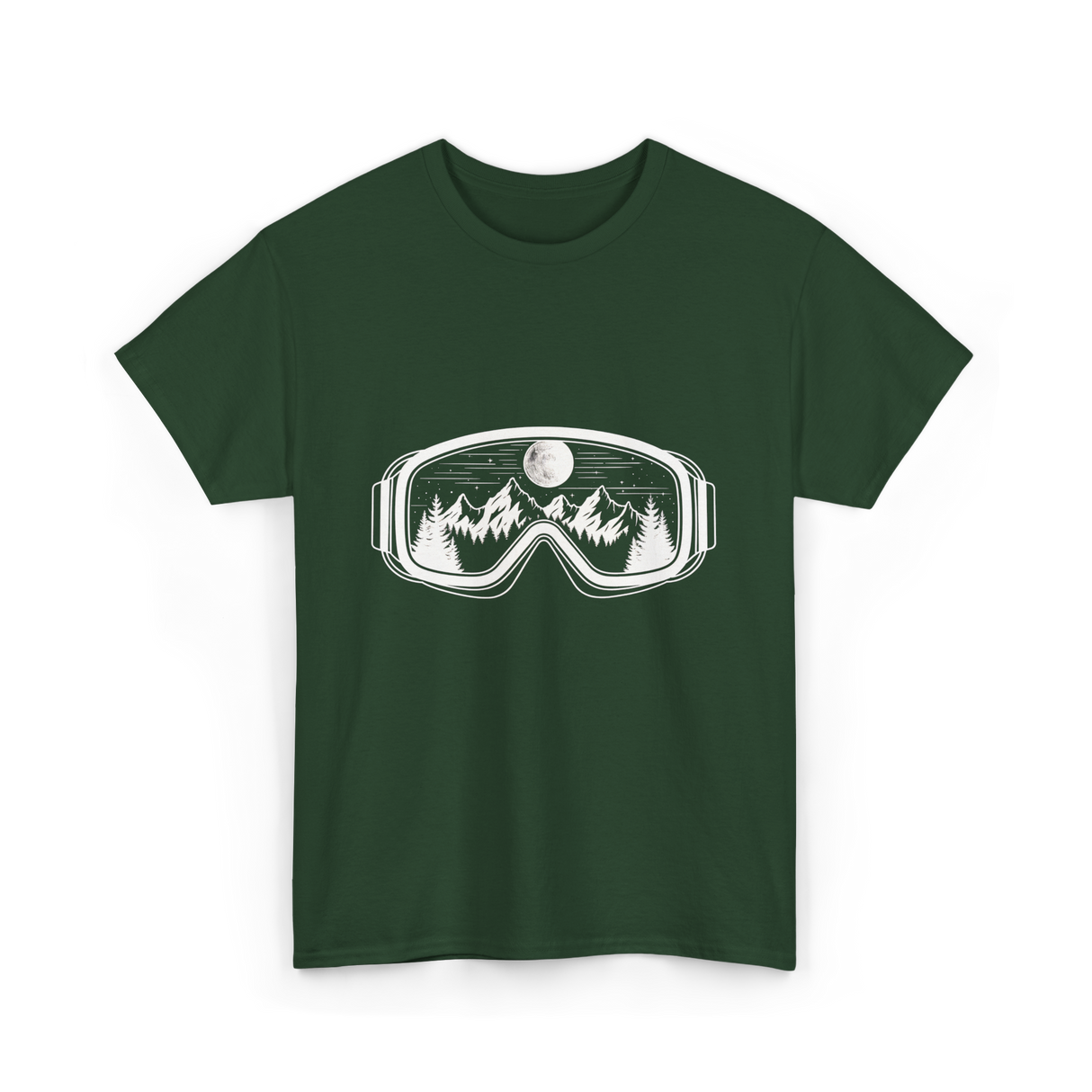 Mountain Goggles Skiing Snowboard T-Shirt - Forest Green