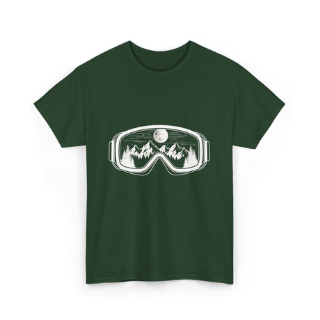 Mountain Goggles Skiing Snowboard T-Shirt - Forest Green