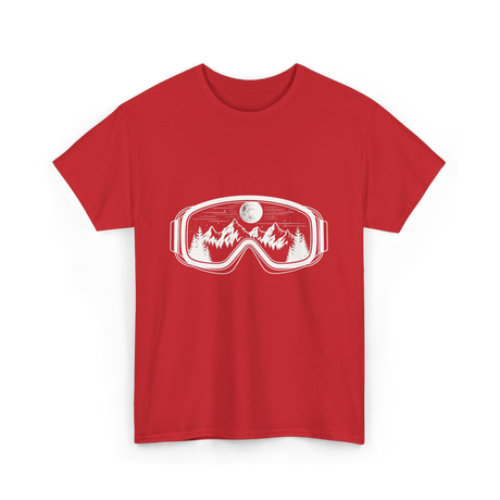 Mountain Goggles Skiing Snowboard T-Shirt - Red