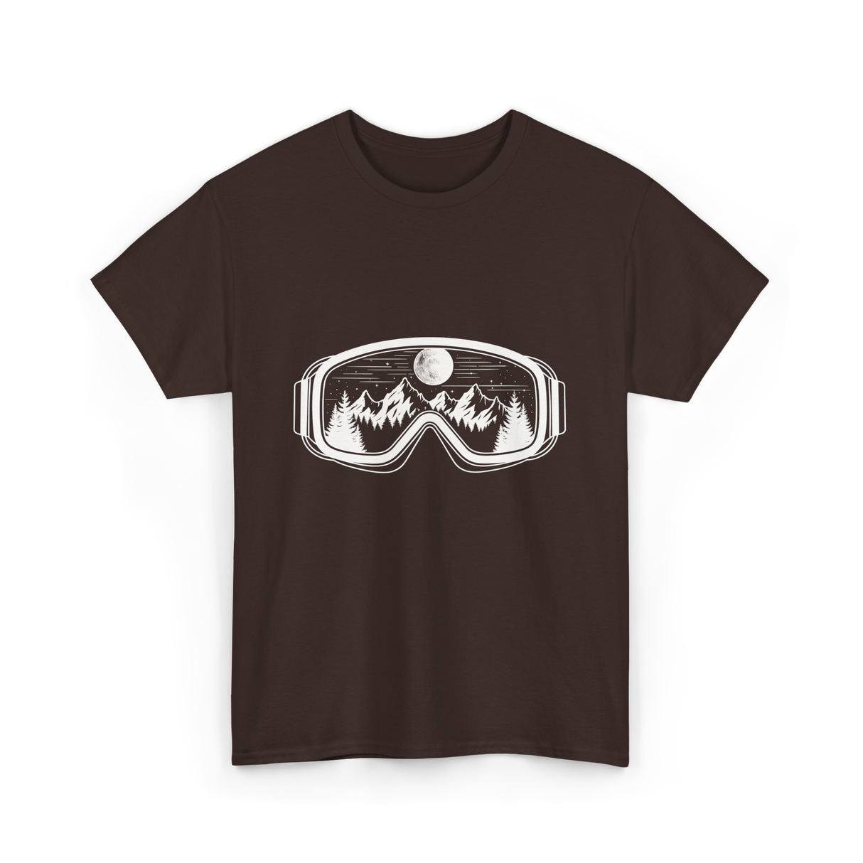 Mountain Goggles Skiing Snowboard T-Shirt - Dark Chocolate