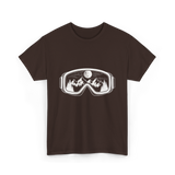 Mountain Goggles Skiing Snowboard T-Shirt - Dark Chocolate