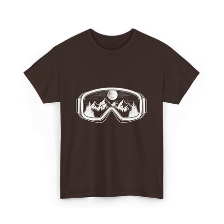 Mountain Goggles Skiing Snowboard T-Shirt - Dark Chocolate