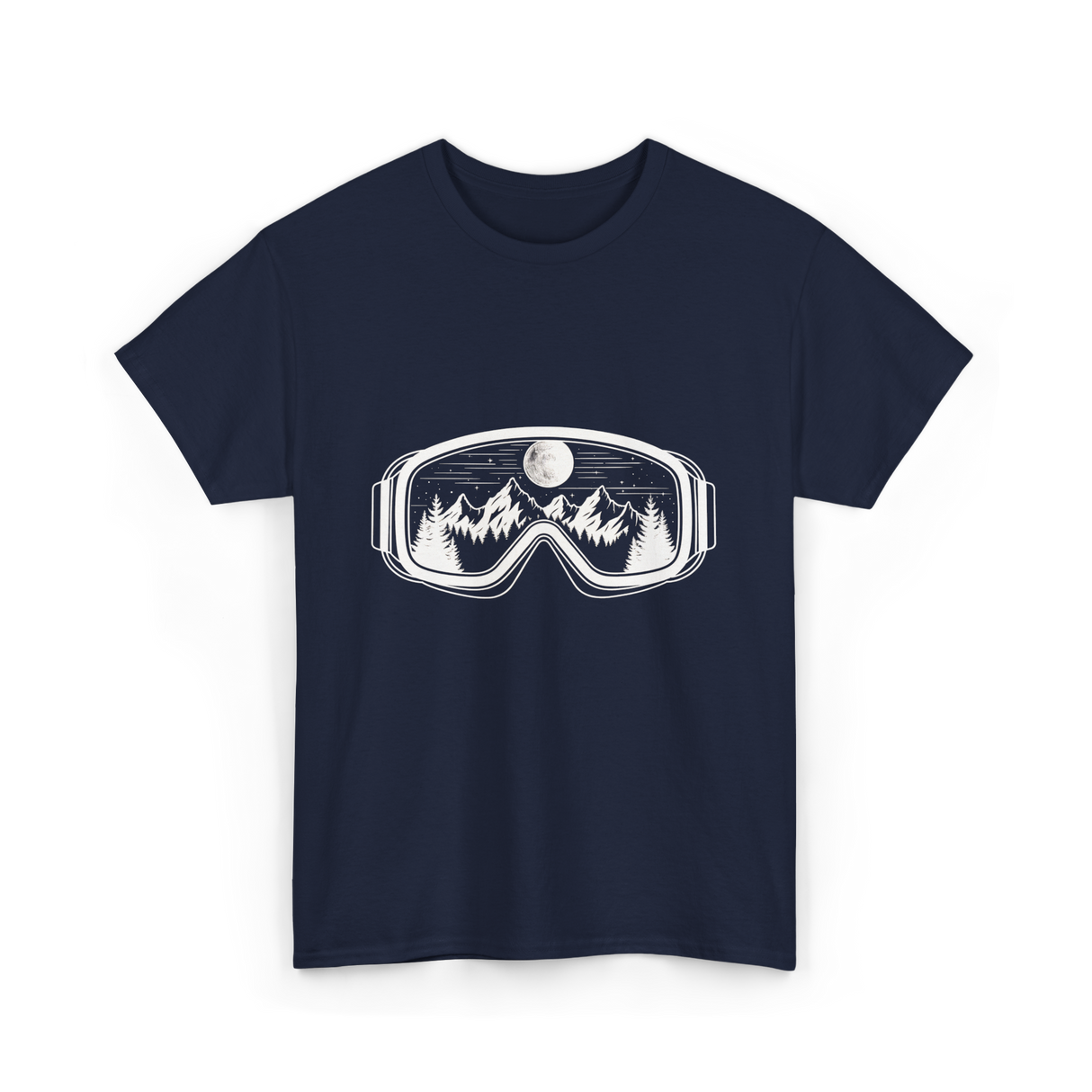 Mountain Goggles Skiing Snowboard T-Shirt - Navy