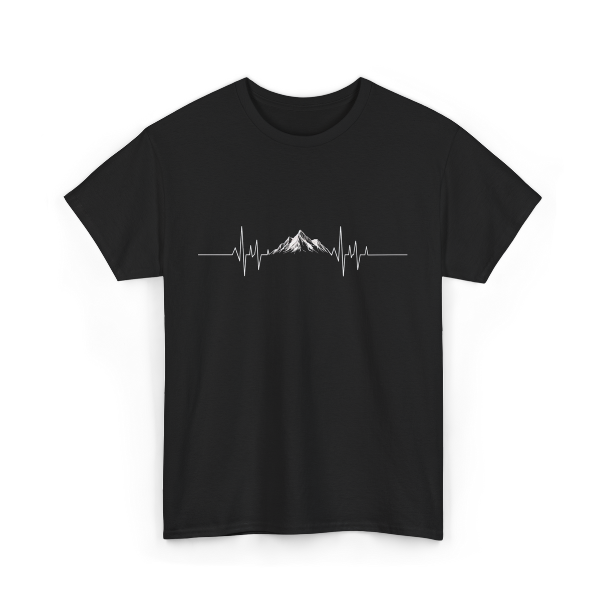 Mountain Heartbeat Hiking Adventure T-Shirt - Black