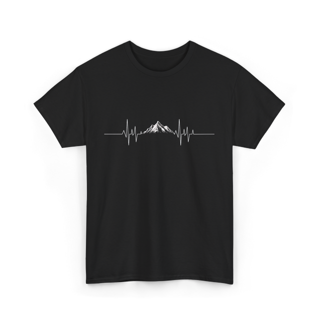 Mountain Heartbeat Hiking Adventure T-Shirt - Black