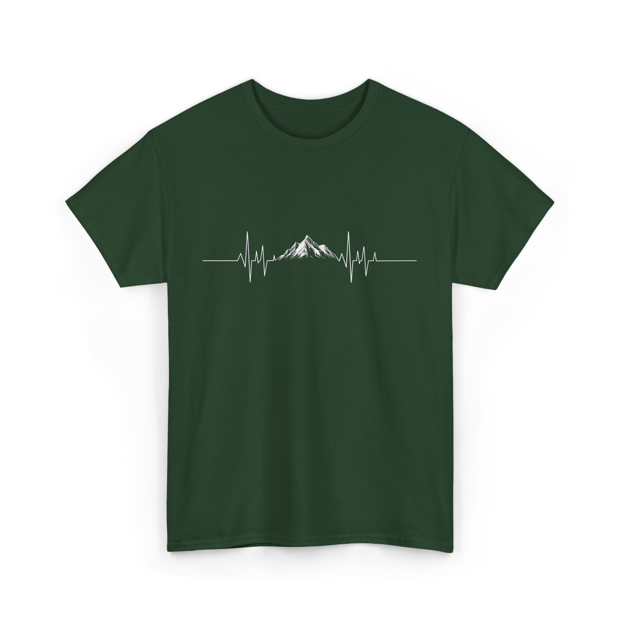 Mountain Heartbeat Hiking Adventure T-Shirt - Forest Green