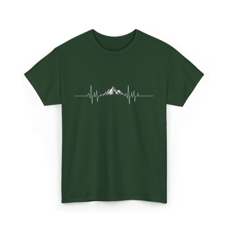 Mountain Heartbeat Hiking Adventure T-Shirt - Forest Green