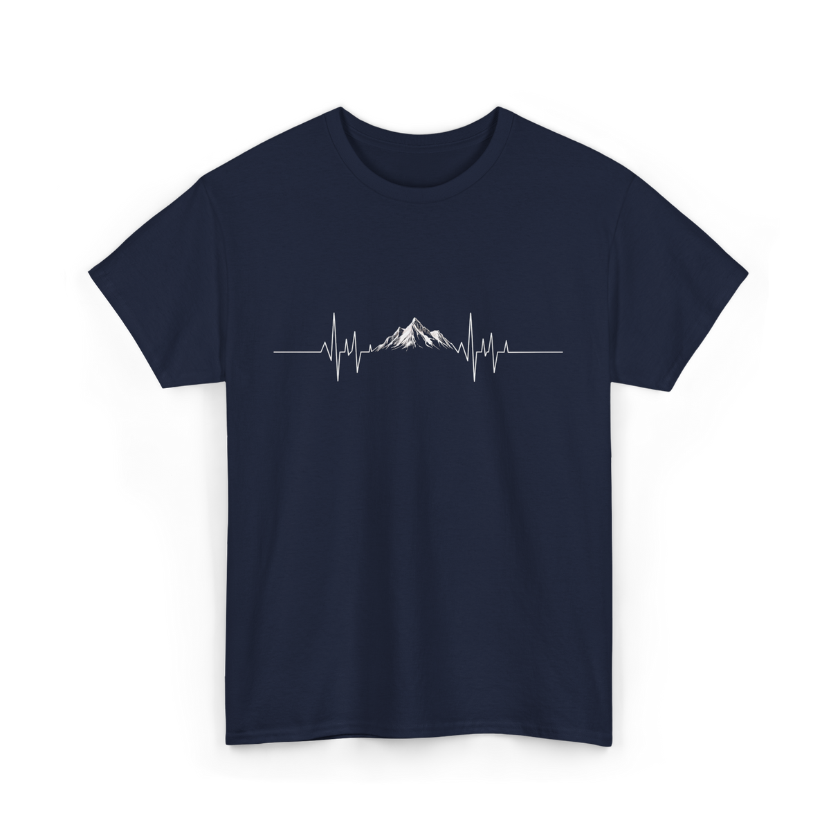 Mountain Heartbeat Hiking Adventure T-Shirt - Navy