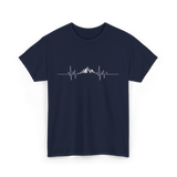 Mountain Heartbeat Hiking Adventure T-Shirt - Navy