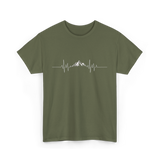 Mountain Heartbeat Hiking Adventure T-Shirt - Military Green