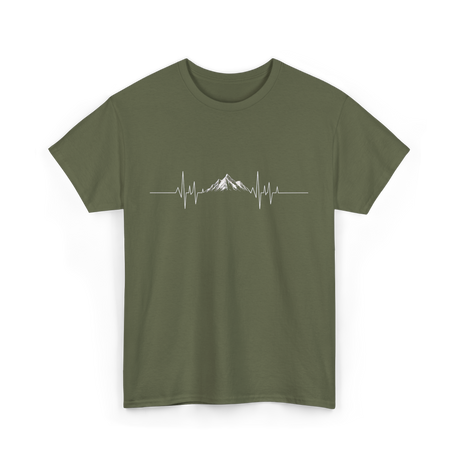 Mountain Heartbeat Hiking Adventure T-Shirt - Military Green