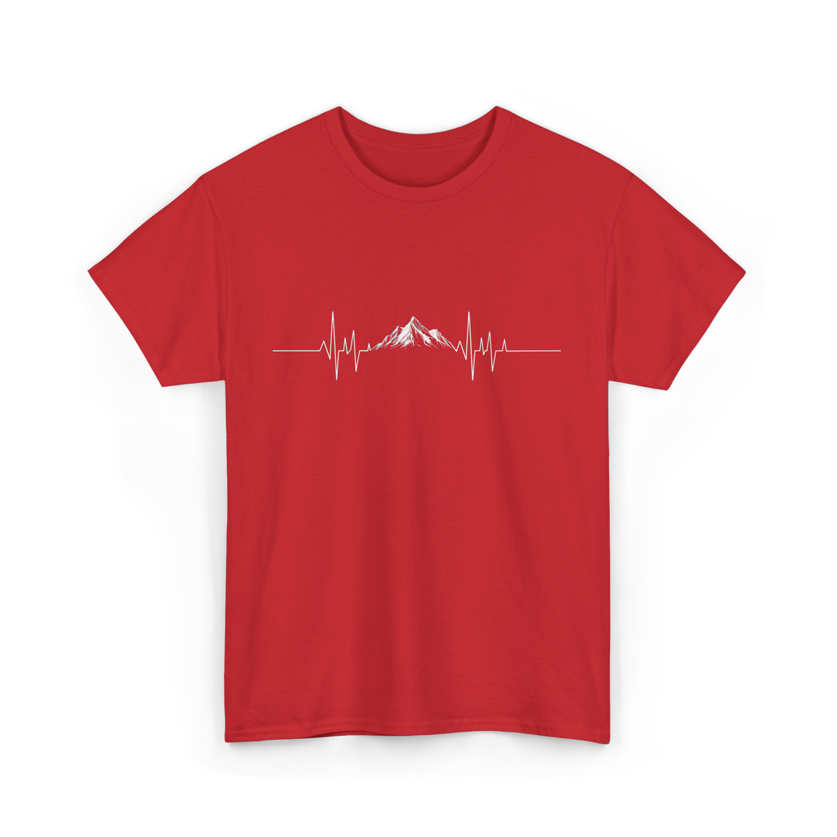 Mountain Heartbeat Hiking Adventure T-Shirt - Red