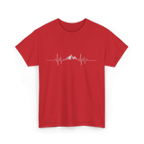 Mountain Heartbeat Hiking Adventure T-Shirt - Red