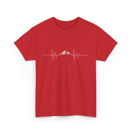 Mountain Heartbeat Hiking Adventure T-Shirt - Red