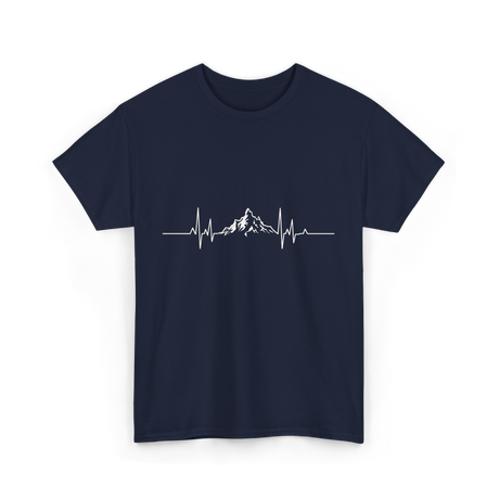 Mountains Heartbeat Hiking Adventure T-Shirt - Navy