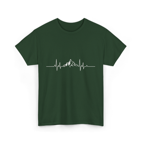 Mountains Heartbeat Hiking Adventure T-Shirt - Forest Green