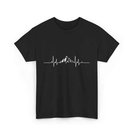 Mountains Heartbeat Hiking Adventure T-Shirt - Black